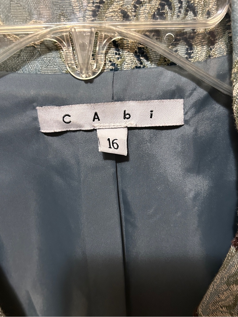 CAbi Blue Floral Brocade Coat 16 - Picture 5 of 7